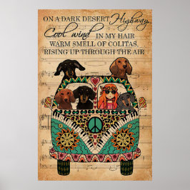 Music Lakan Coola Vind Dachshund hund-gåva Poster