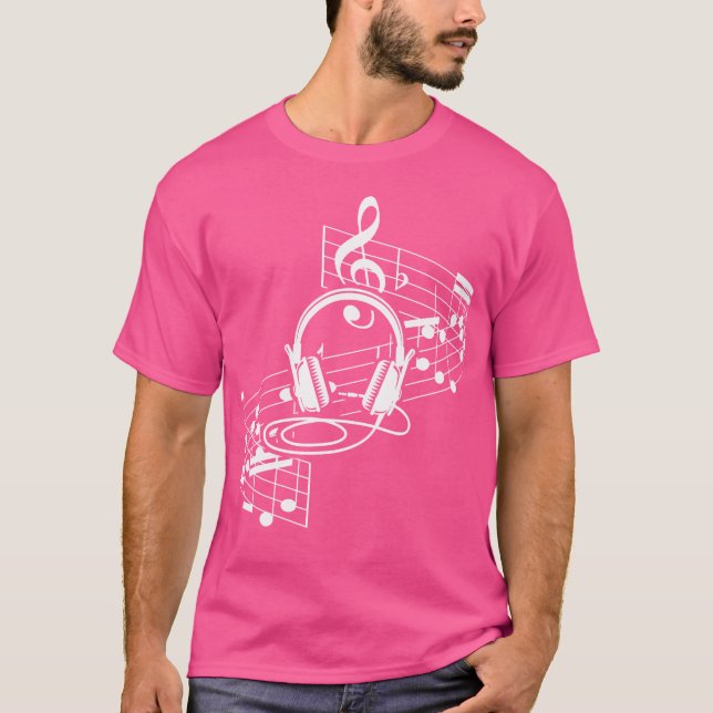 Music Lakan Headphone Clef Musik noter Musician T Shirt (Framsida)