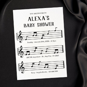 Music lakan noterar babydusch inbjudningar