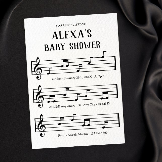 Music lakan noterar babydusch inbjudningar (Skapare uppladdad)