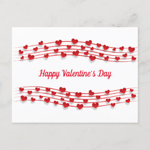 Music Lakan Red Hearts Valentine Day Vykort