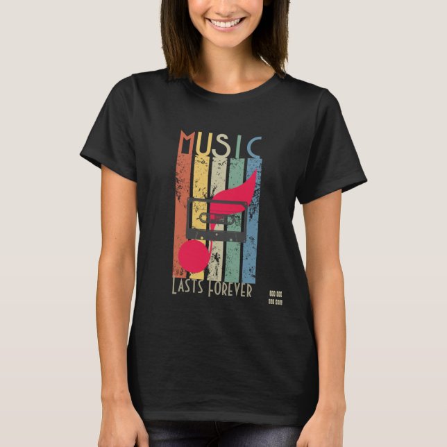 Music Lasts Forever Vintage T-Shirt (Framsida)