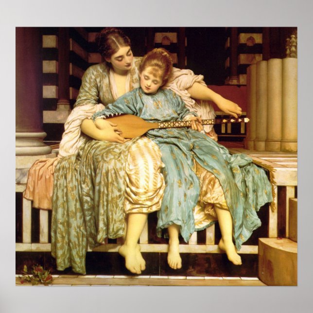 Music Lesson av Frederic Leighton Poster (Framsidan)