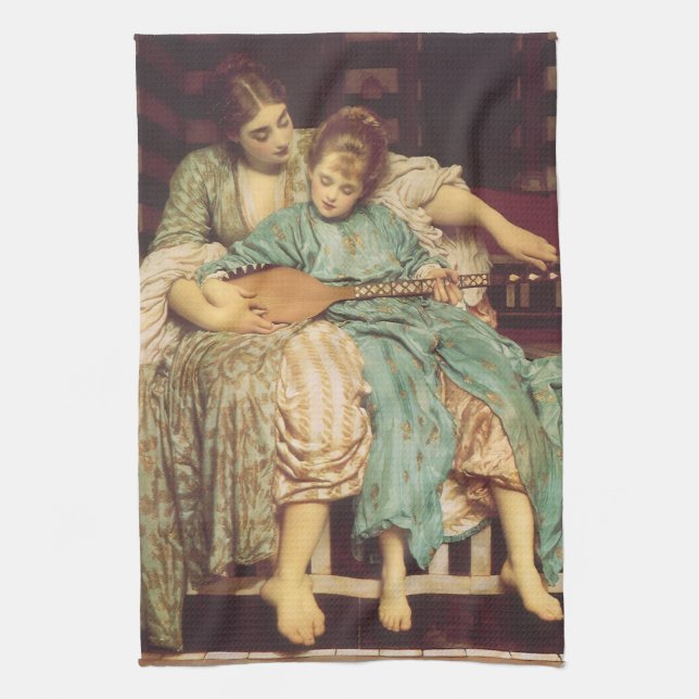 Music Lesson av Lord Frederic Leighton Kökshandduk (Vertikal)