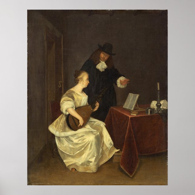 Music Lesson - Gerard Borch Fine Art Poster (Framsidan)