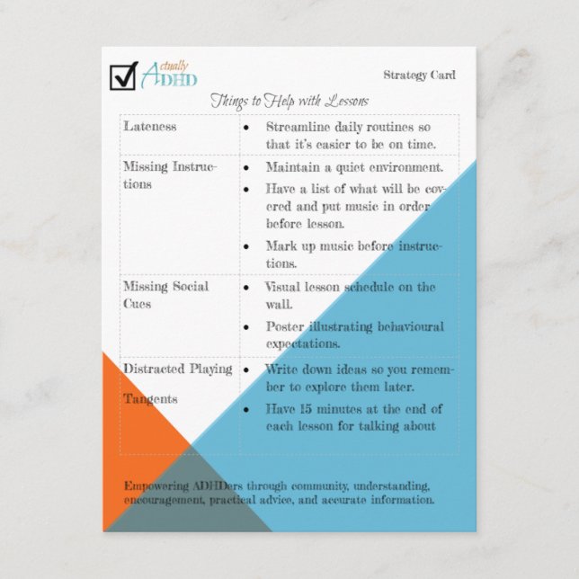 Music Lesson Strategy Card (Framsida)