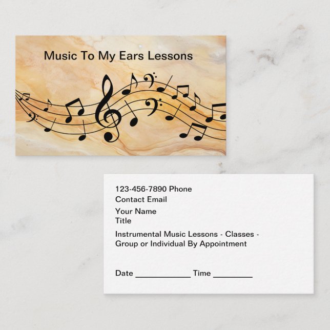 Music Lessons Appointment Reminder Cards Visitkort (Fram/baksida)