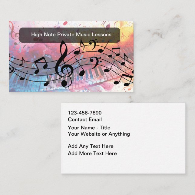 Music Lessons Classes Modern Business Cards Visitkort (Fram/baksida)