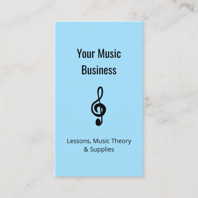 Music Lessons QR-kod Enkel Treble Clef Blue Visitkort (Framsida)