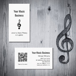 Music Lessons QR-kod Enkel treble Clef Visitkort