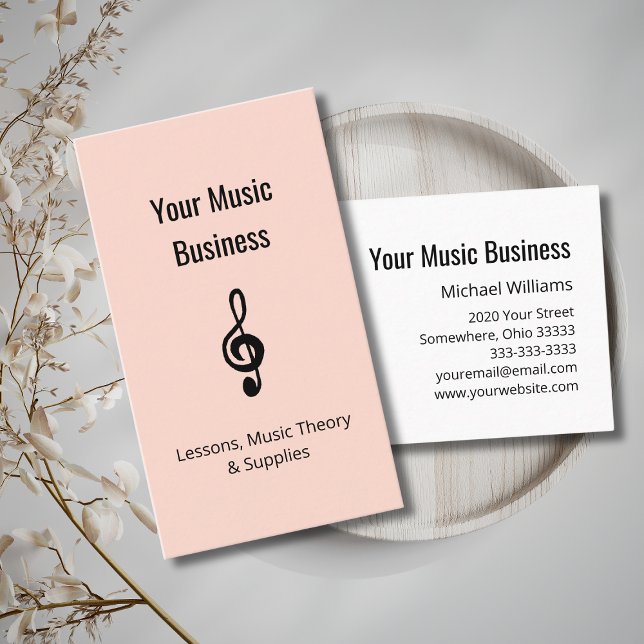 Music Lessons QR-kod Treble Clef Ro Guld Visitkort (Skapare uppladdad)