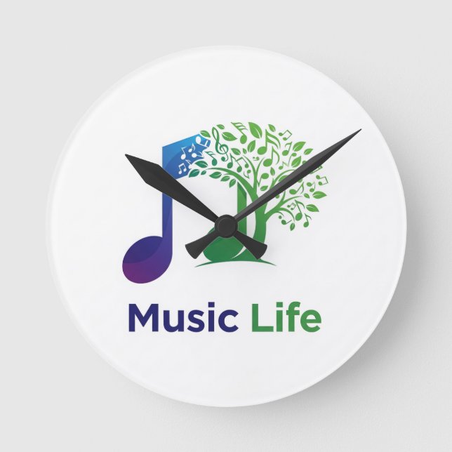 Music Life (Musik - ett dynamiskt liv) Rund Klocka (Framsida)