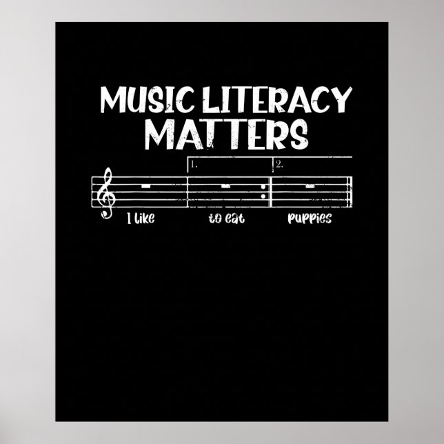 Music Literacy Matters I Like To Eat Puppies Poster (Framsidan)
