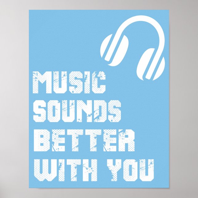 Music Ljud Better with you Typography Quote Poster (Framsidan)