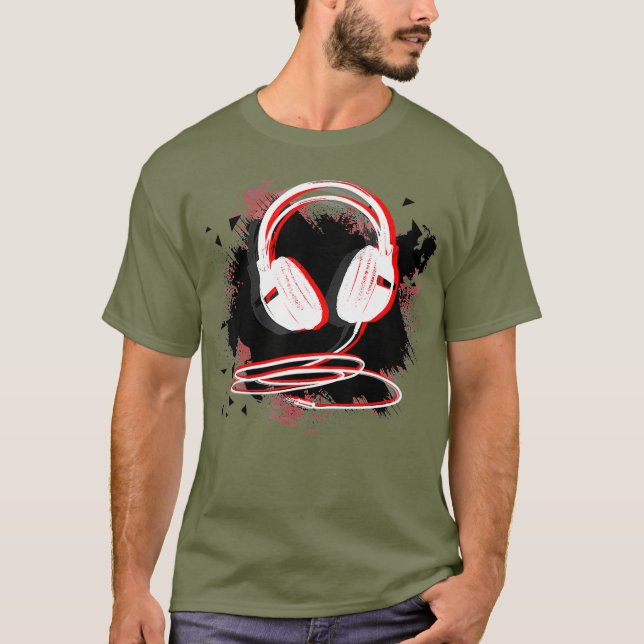 Music Ljud-hörlurar Ljuny Gift för DJ T Shirt (Framsida)