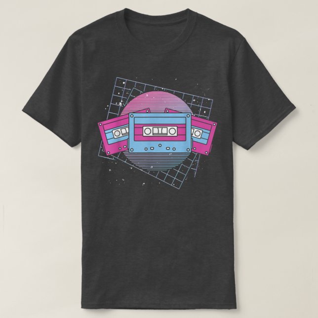 Music Lover 80s Art Cassette Synthwave Vaporwave M T Shirt (Design framsida)