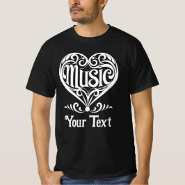 Music Lover Elegant Scrolled Heart Personalized T Shirt