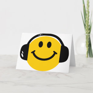 Music Loving Lycklig Ansikte med hörlurar Kort