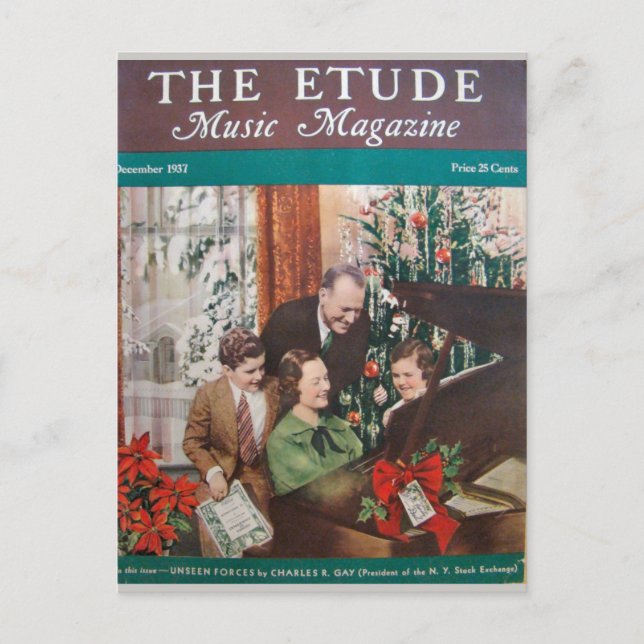 Music Magazine, The Etude, december 1937 Vykort (Framsida)