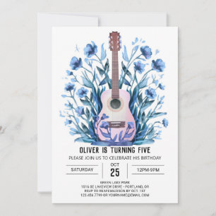 Music Magic Blue Guitar Boy Birthday Inbjudningar