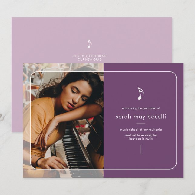 Music Major Studenten-inbjudan Meddelande (Fram/baksida)