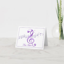Music Makers White med Lila Note Card Kort