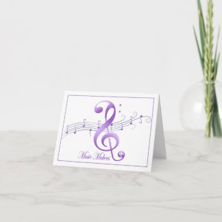 Music Makers White med Lila Note Card Kort