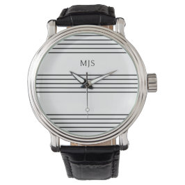 Music Manuscript Linjer Snyggt Rand Black White Armbandsur