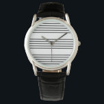 Music Manuscript Linjer Snyggt Rand Black White Armbandsur<br><div class="desc">Den enkla och slående utformningen av denna svarta och vita,  randiga klocka inspireras av rand mönster i musikmanuskript papper. Den musikvetterade klockan gör ett tillbehör till öga och en idealisk gåva till den snyggt musiken älskare.</div>