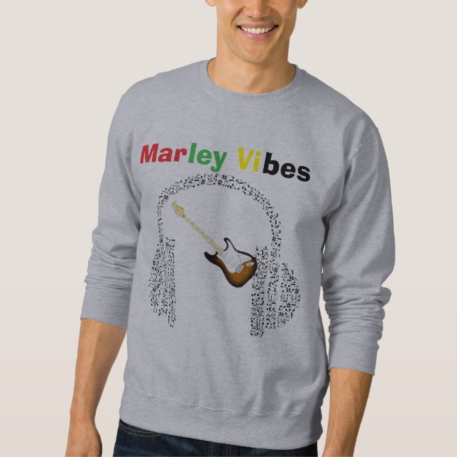 Music Mashup Marley Vibes grått sweatshirt (Framsida)