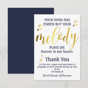 Music Melody Tack Funeral Kort