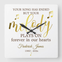 Music Memorial Melody Quote Fyrkantig Klocka