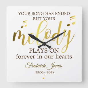 Music Memorial Melody Quote Fyrkantig Klocka