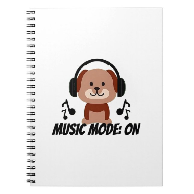 Music Mode ON � Chill Dog Cartoon Vibes Anteckningsbok (Framsidan)