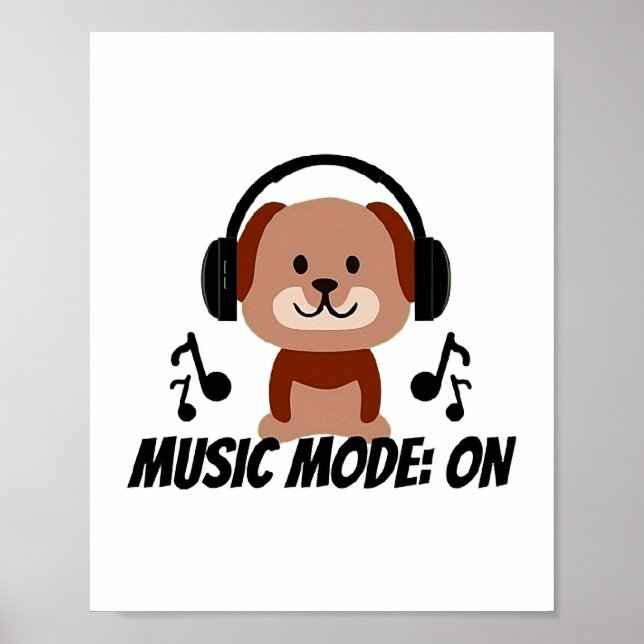 Music Mode ON - Chill Hund Tecknad Vibes Poster (Framsidan)
