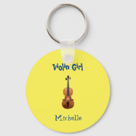 Music Monogram Violin Cute Gult Nyckelring