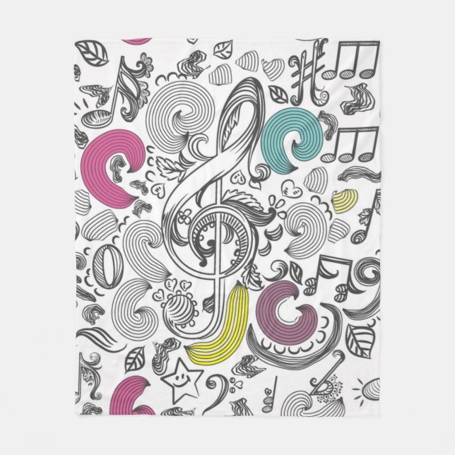 Music mönster fleecefilt (Framsidan)