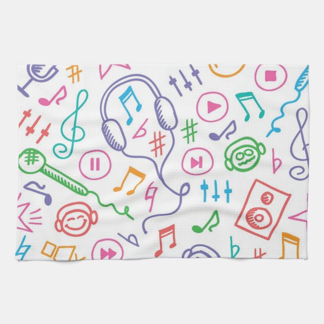 Music mönster kökshandduk (Horisontell)