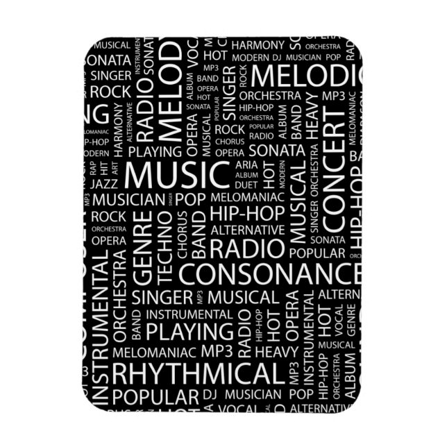 MUSIC mönster ord moln Magnet (Vertikal)