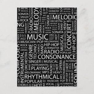 MUSIC mönster ord moln Vykort