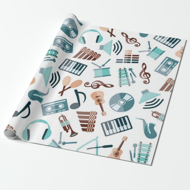 Music mönster presentpapper (Utrullad)