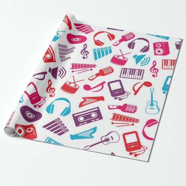 Music mönster presentpapper (Utrullad)