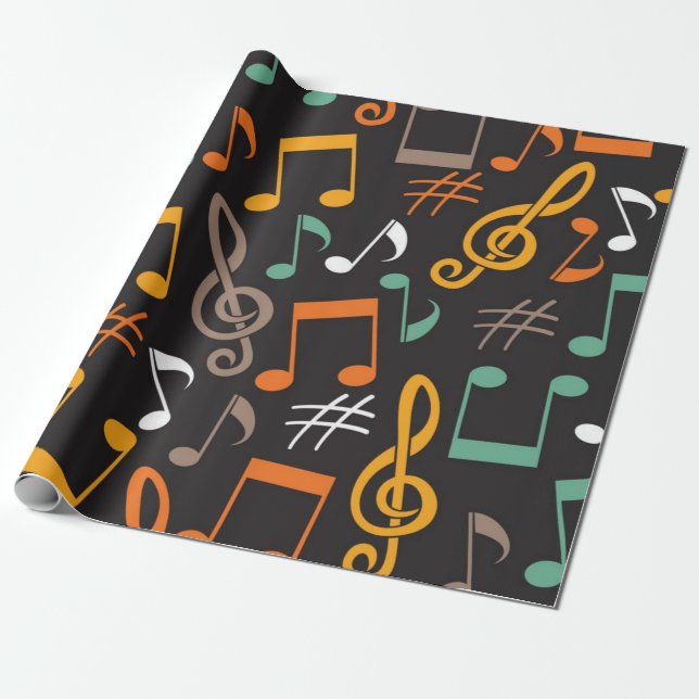 Music mönster presentpapper (Utrullad)