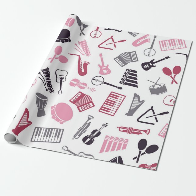 Music mönster presentpapper (Utrullad)