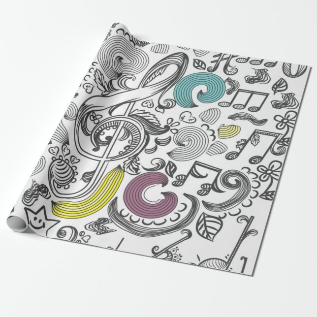Music mönster presentpapper (Utrullad)
