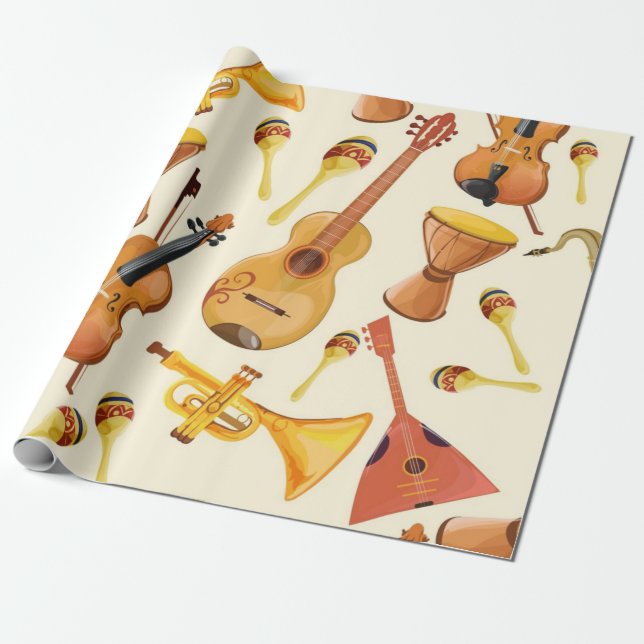 Music mönster presentpapper (Utrullad)