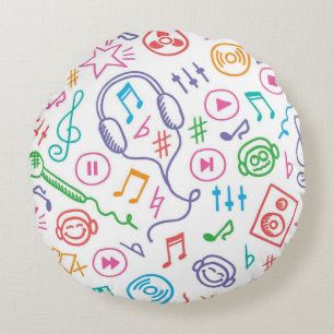 Music mönster rund kudde