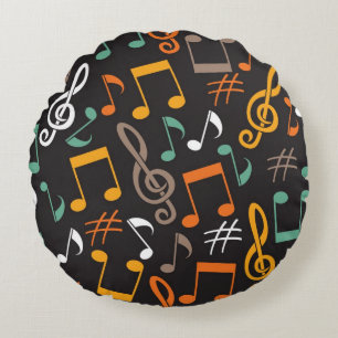 Music mönster rund kudde
