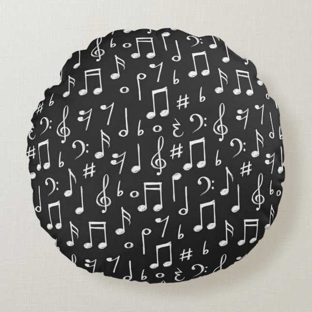 Music mönster rund kudde (Framsidan)