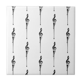 Music Motif Smälter Treble Clef Black and White Kakelplatta